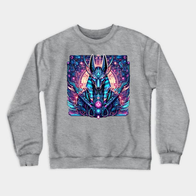 Cyberpunked Anubis Crewneck Sweatshirt by VuriousArtworks